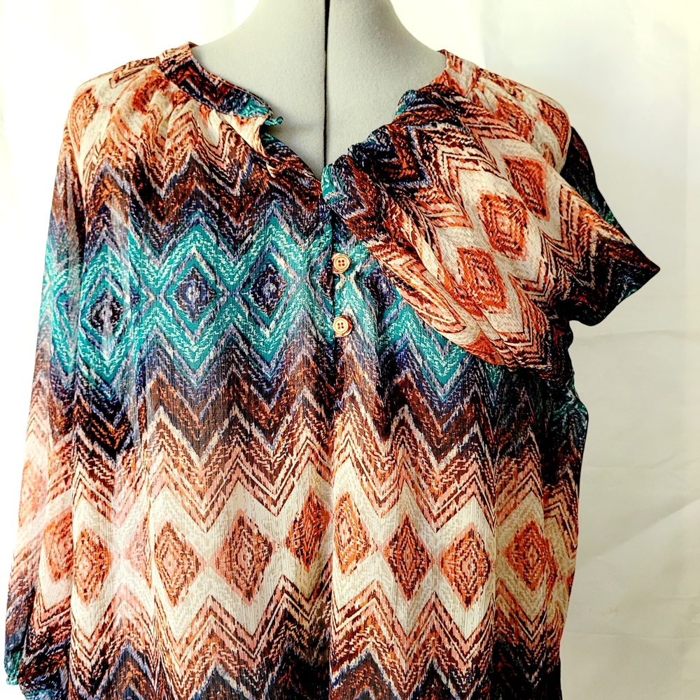 Multicolor Chevron Pattern Women's Top - image 8